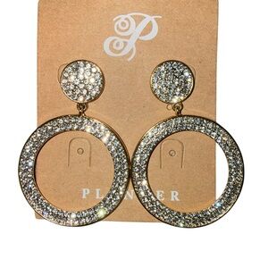 The Plunder Design Jewelry Gold With Rhinestones Hoop "Brecken" Earrings